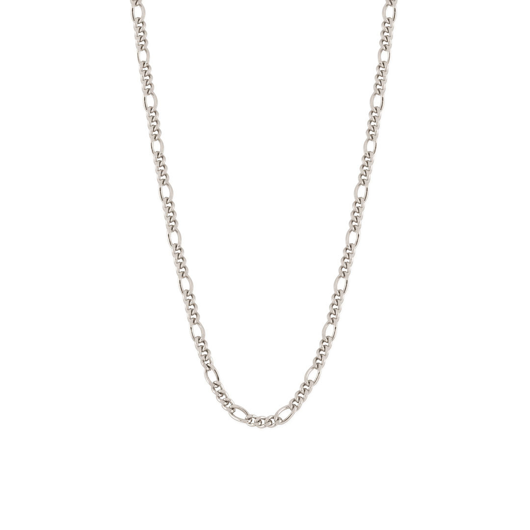 Saint Silver™ Figaro Chain silver men jewelry on white background