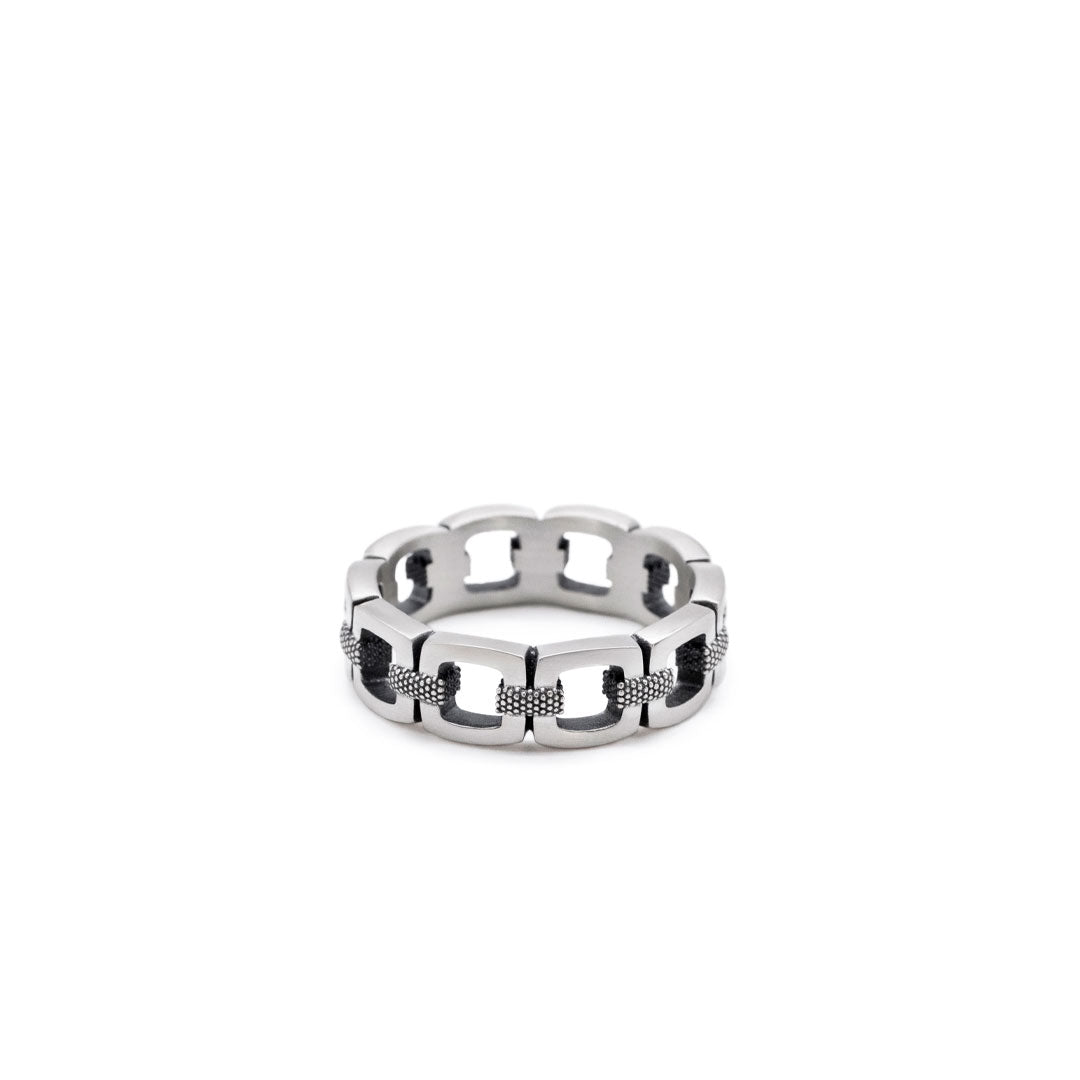 Saint Silver™ Link Ring silver men jewelry on white background