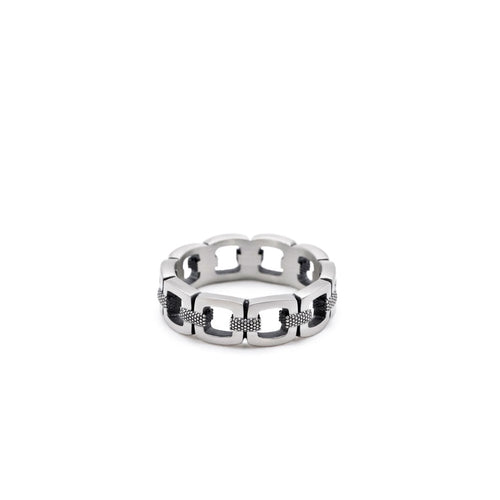 Saint Silver™ Link Ring silver men jewelry on white background