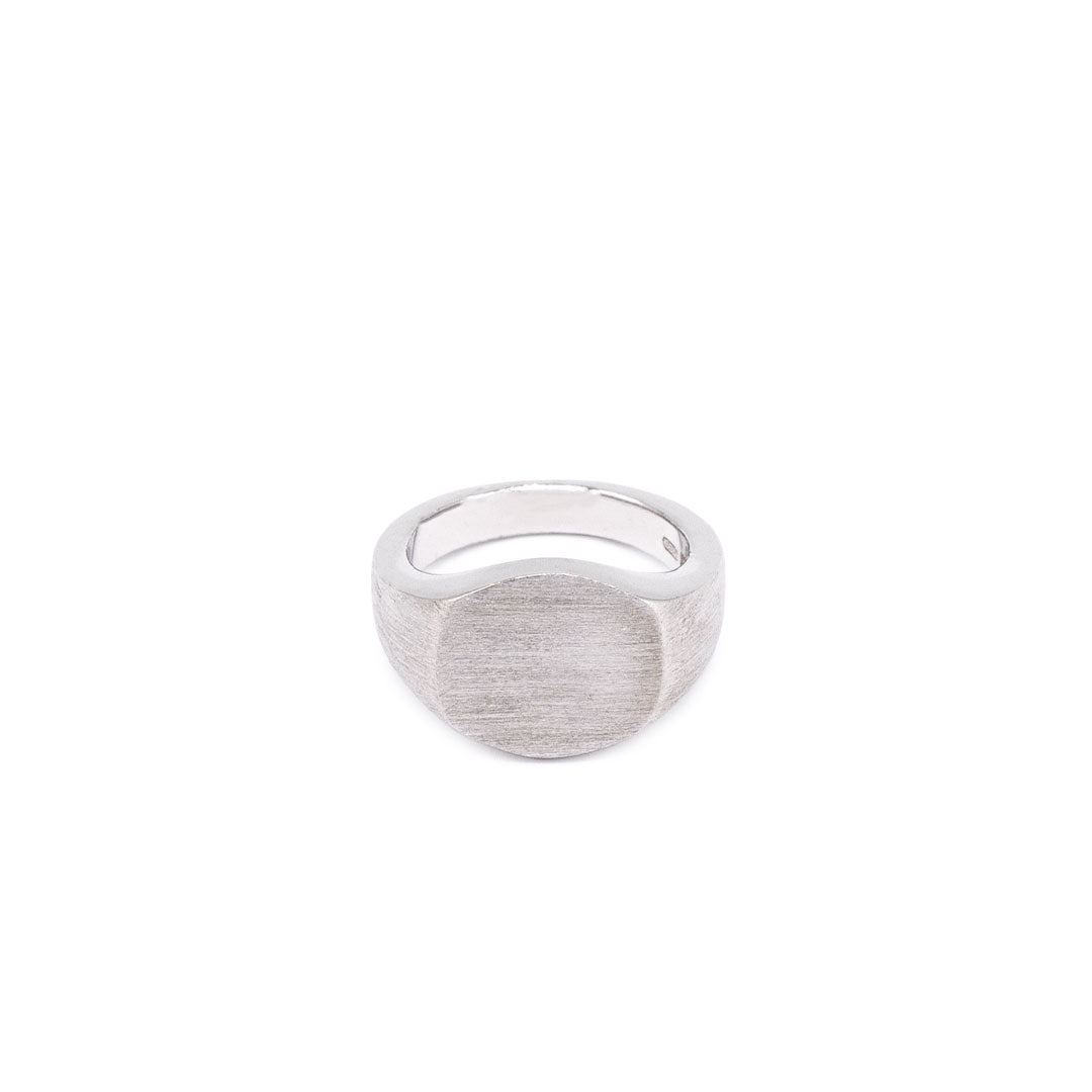 Saint Silver™ Brushed Signet Ring silver men jewelry on white background
