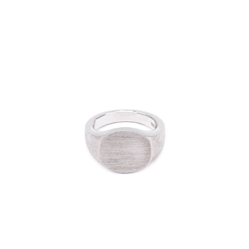 Saint Silver™ Brushed Signet Ring silver men jewelry on white background