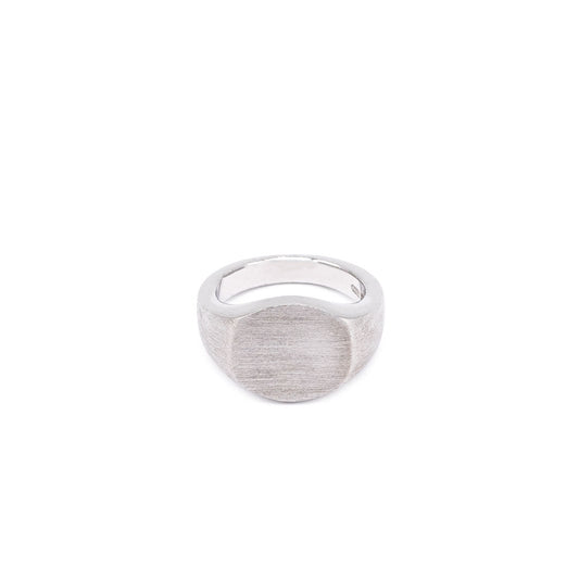 Saint Silver™ Brushed Signet Ring silver men jewelry on white background