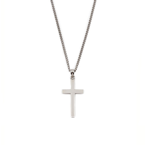 Saint Silver™ Cross Necklace silver men jewelry on white background