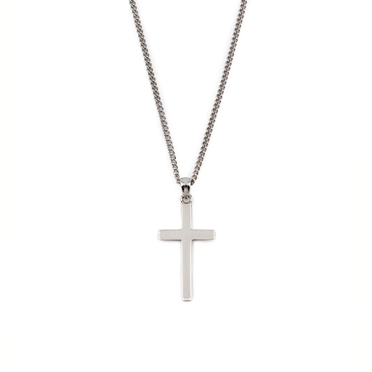 Saint Silver™ Cross Necklace silver men jewelry on white background